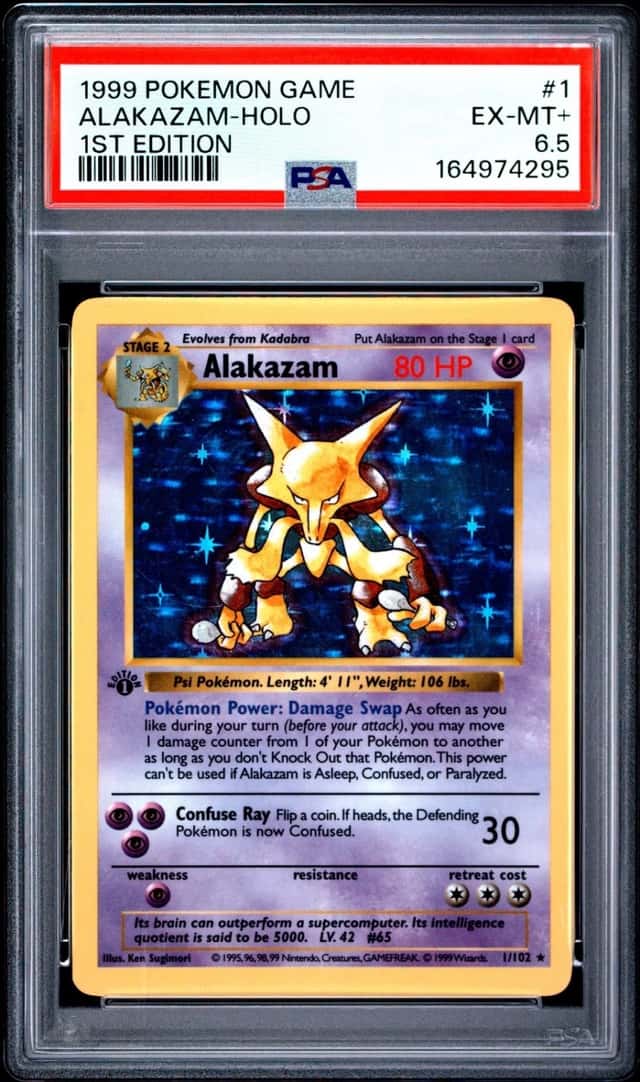 1999 POKEMON BASE SET 1ST EDITION #1 ALAKAZAM-HOLO PSA 6.5