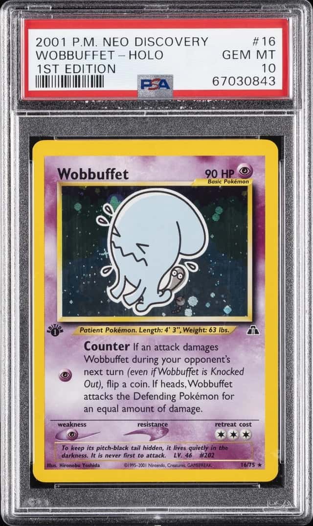 2001 POKEMON NEO DISCOVERY 1ST EDITION #16 WOBBUFFET-HOLO PSA 10