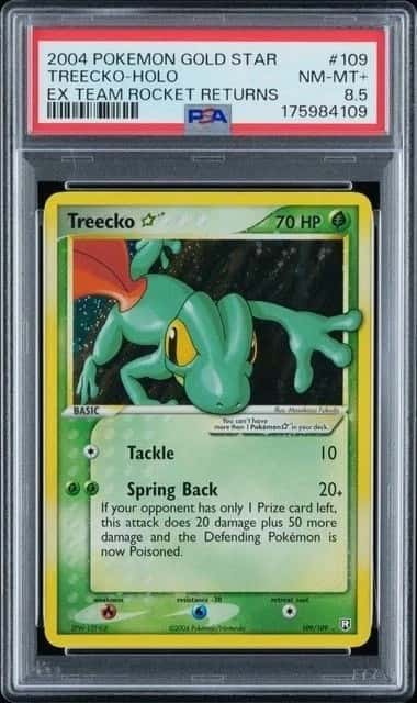 2004 POKEMON GOLD STAR TREECKO EX TEAM ROCKET RETURNS #109 HOLO PSA 8.5