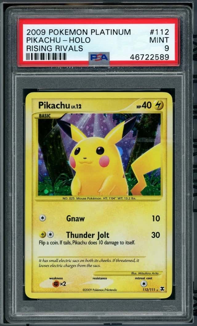 2009 POKEMON PIKACHU-HOLO PLATINUM RISING RIVALS #112 PSA 9
