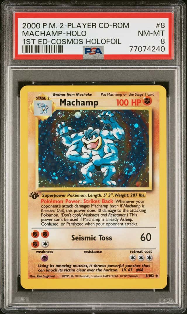 2000 Pokemon 2-Player CD-ROM #8 Machamp Holo 1st Edition PSA 8 NM-MT