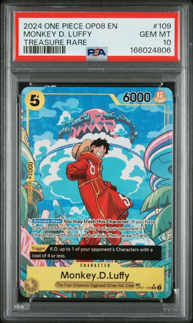 2024 ONE PIECE OP08-TWO LEGENDS TREASURE RARE #109 MONKEY D. LUFFY PSA 10