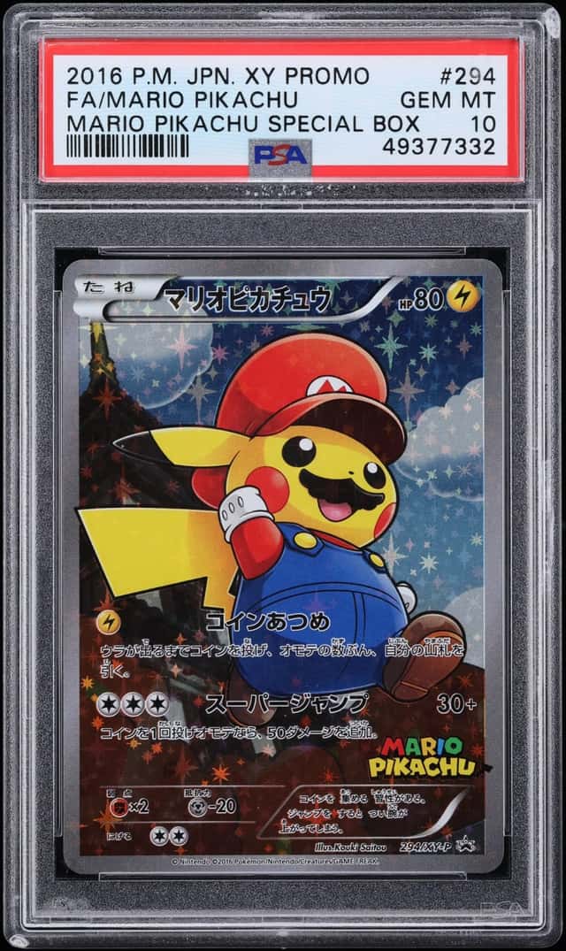 2016 Pokemon Japanese XY Promo Special Box Full Art Mario Pikachu #294 PSA 10 GEM MINT