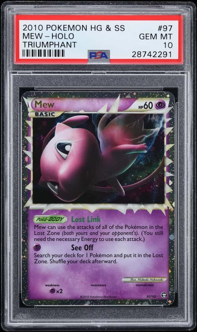 2010 Pokemon HeartGold & SoulSilver Triumphant Holo Prime Mew #97 PSA 10 GEM MINT