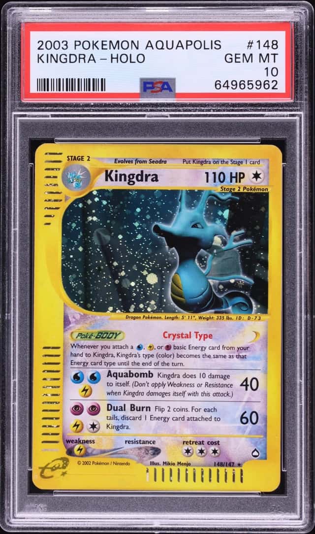2003 Pokemon Aquapolis Holo Crystal Kingdra #148 PSA 10 GEM MINT