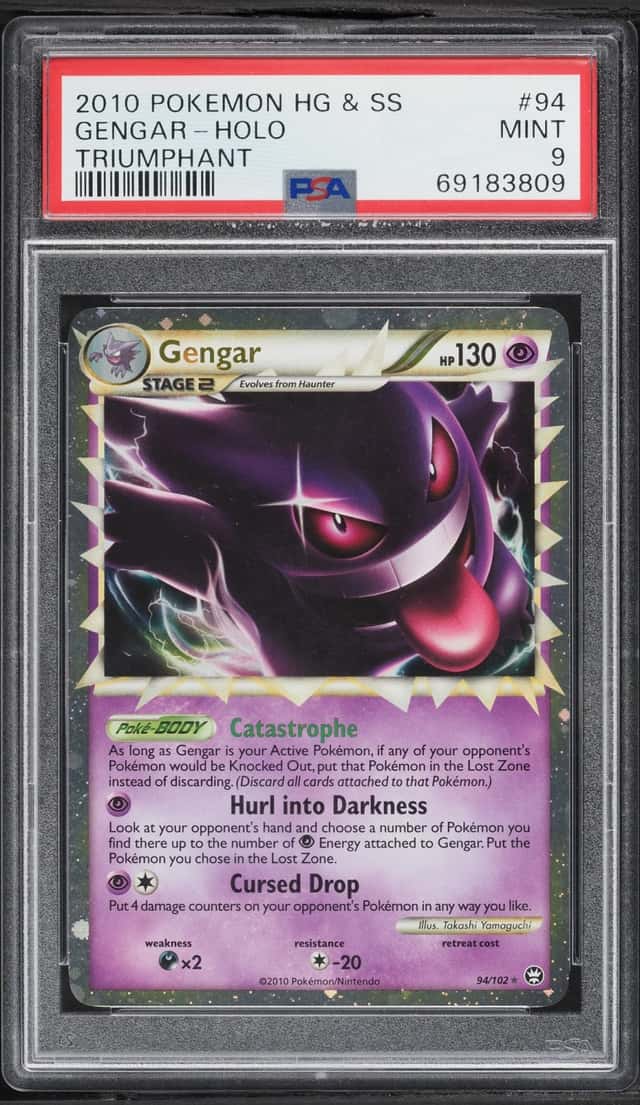 2010 Pokemon HeartGold & SoulSilver Triumphant Holo Gengar #94 PSA 9 MINT