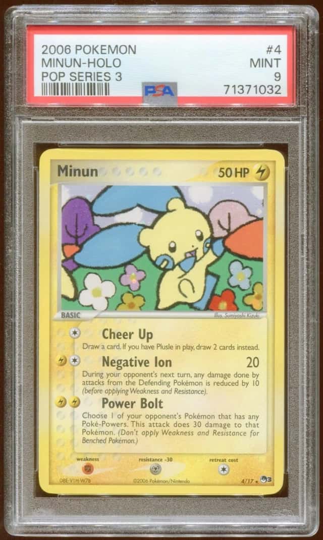 2006 POKEMON POP SERIES 3 MINUN #4/17 RARE PROMO HOLO FOIL PSA 9 B E9