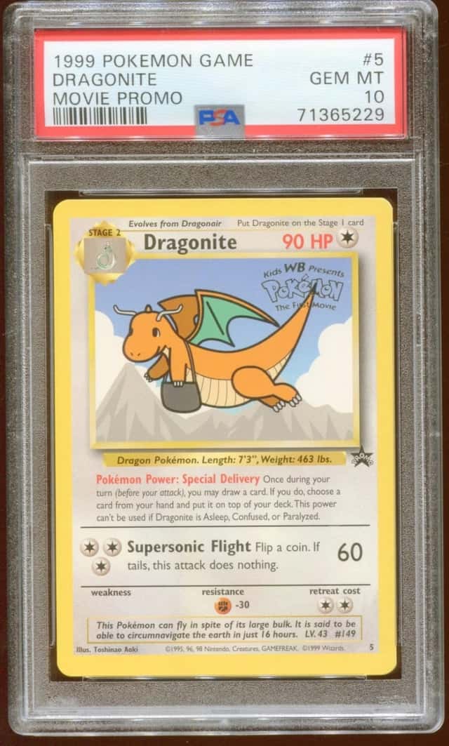 1999 POKEMON MOVIE WOTC PROMO DRAGONITE #5 RARE NON-HOLO PSA 10 E9