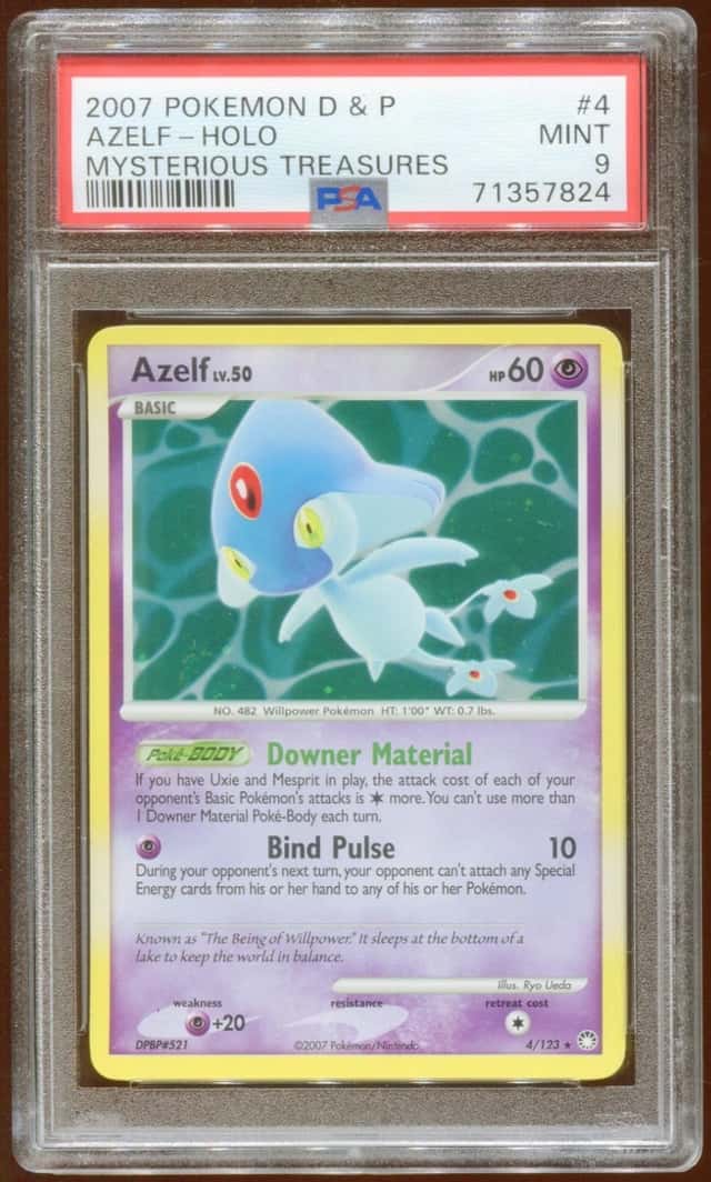2007 POKEMON D & P MYSTERIOUS TREASURES AZELF #4/123 HOLO FOIL PSA 9 E9