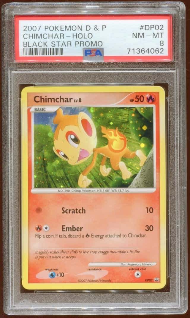 2007 POKEMON DIAMOND & PEARL CHIMCHAR LV.8 DP02 RARE PROMO HOLO PSA 8 E9