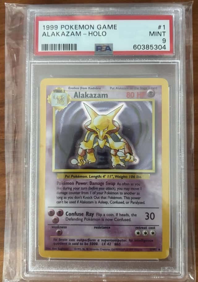 1999 Pokemon Alakazam PSA 9 Holo 1/102 Base