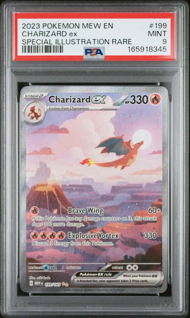 2023 POKEMON MEW EN-151 SPECIAL ILLUSTRATION RARE #199 CHARIZARD EX PSA 9