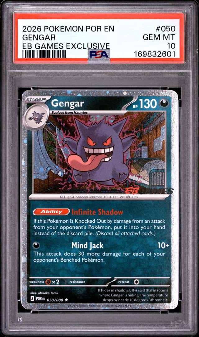 2026 POKEMON POR EN-PERFECT ORDER #050 GENGAR EB GAMES EXCLUSIVE PSA 10