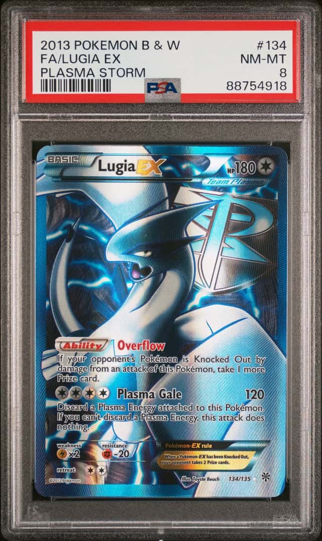 LUGIA EX 2013 POKEMON PLASMA STORM 134/135 RARE HOLO FULL ART PSA 8 Q0895