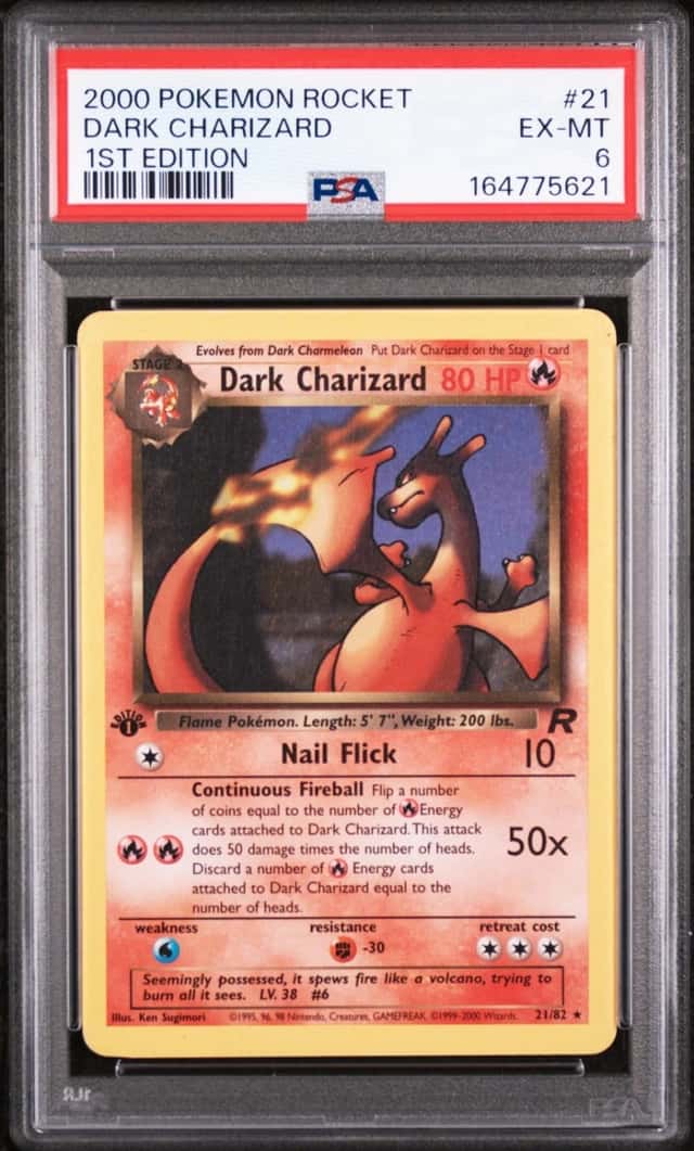 2000 POKEMON ROCKET 1ST EDITION #21 DARK CHARIZARD PSA 6