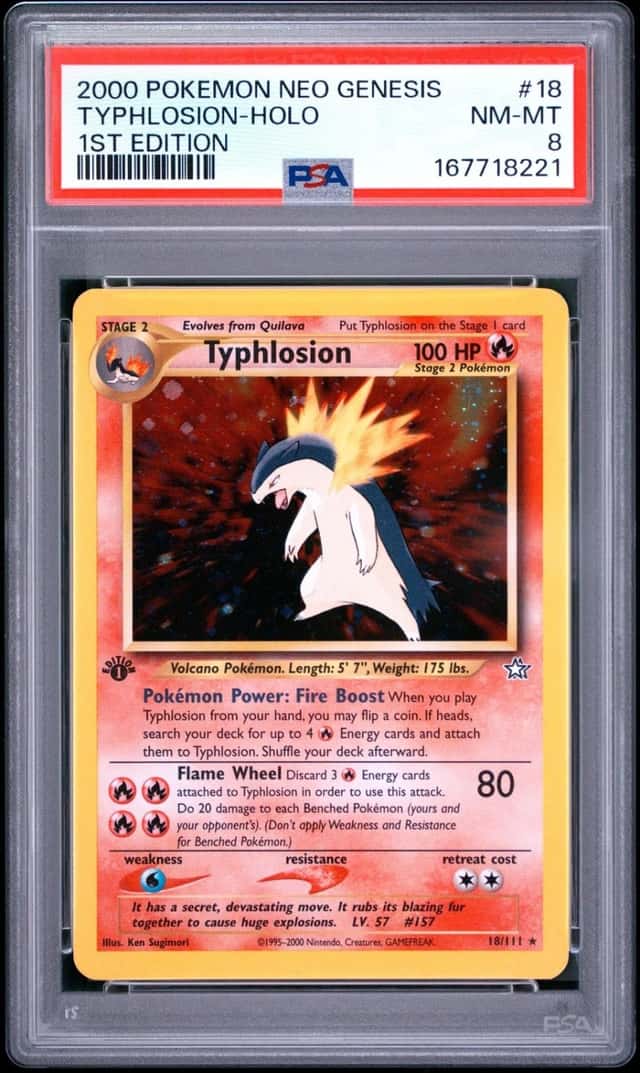 2000 POKEMON NEO GENESIS 1ST EDITION #18 TYPHLOSION-HOLO PSA 8