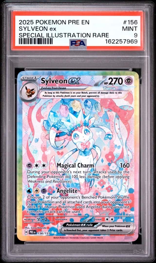 POKEMON SYLVEON ex 2025 PRE EN-PRISMATIC EVOLUTIONS #156 SIR PSA 9
