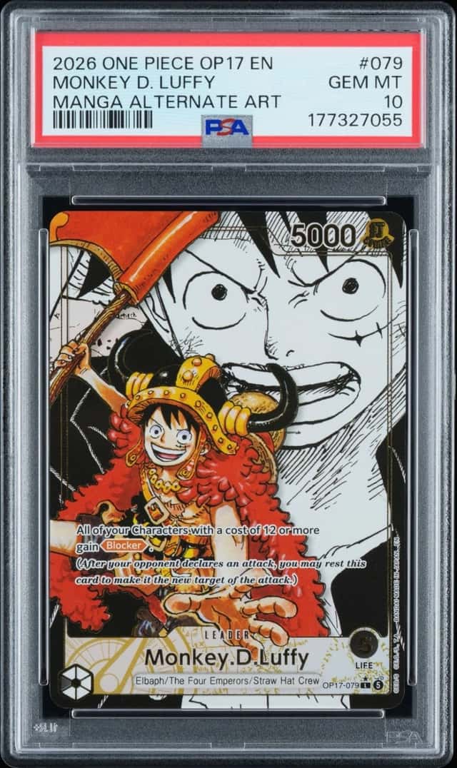 2026 ONE PIECE WORLD'S STRONGEST WARRIORS MANGA ALT ART MONKEY D. LUFFY PSA 10