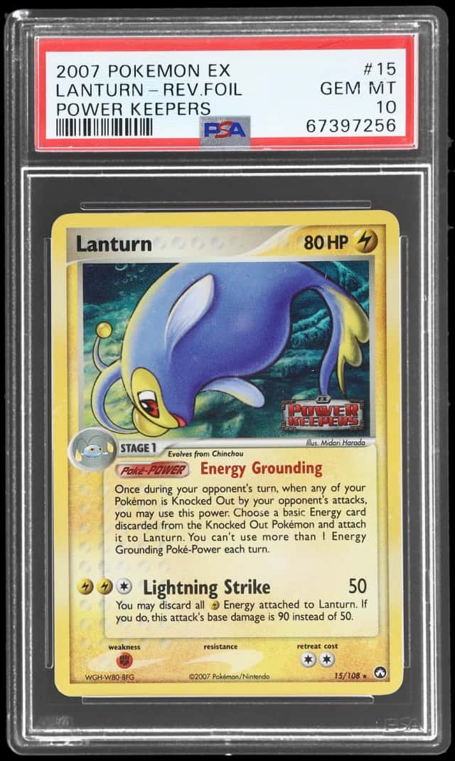 2007 Pokemon Ex Power Keepers Reverse Holo Lanturn #15
