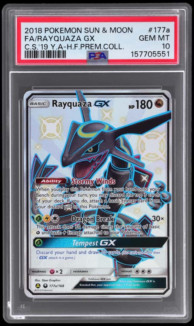 2018 Pokemon Sun and Moon Promo '19 Yellow A Hidden Fates Premium Collection Rayquaza Gx #177A