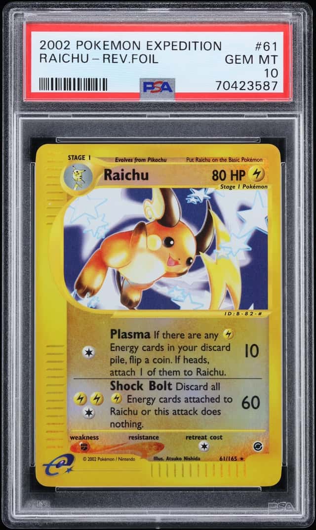 2002 Pokemon Expedition Reverse Holo Raichu #61 PSA 10 GEM MINT