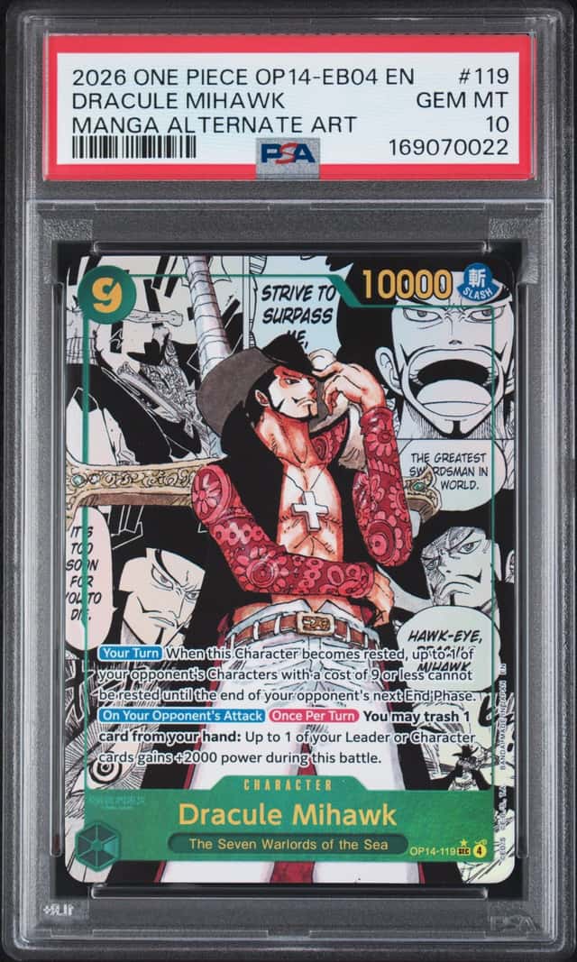 2026 One Piece the Azure Sea's Seven Manga Alternate Art Dracule Mihawk #OP14-119