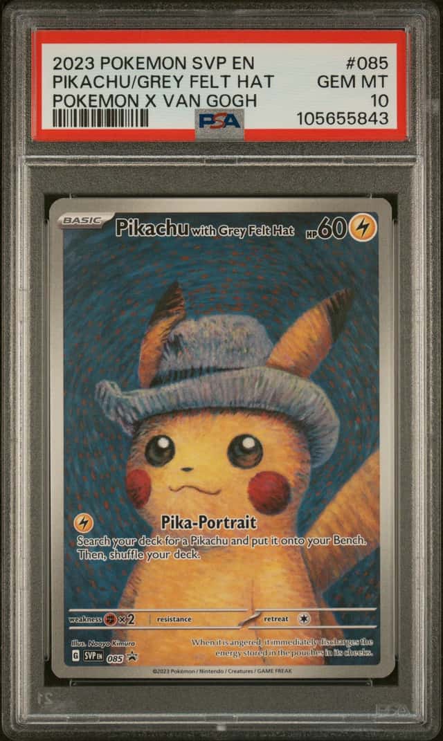 2023 Pokemon Scarlet and Violet Black Star Promo Pokemon X Van Gogh Pikachu With Grey Felt Hat #085