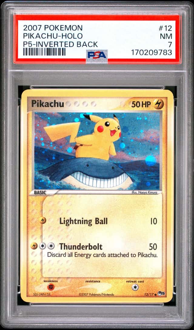 POKEMON PIKACHU 2007 POP SERIES 5 #12 P5-INVERTED BACK HOLO PSA 7