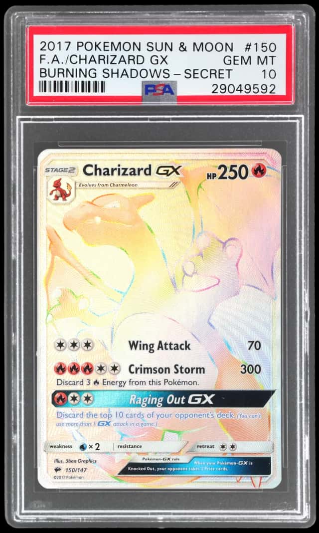 2017 Pokemon Sun and Moon Burning Shadows Secret Rare Charizard Gx #150