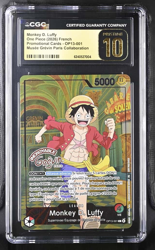 CGC 10 Pristine Monkey D Luffy OP13-001 One Piece Grevin Museum Exclusive French