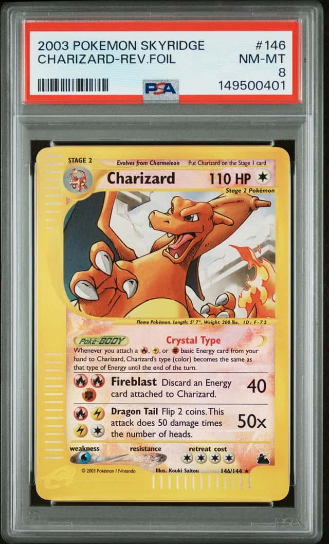 2003 POKEMON SKYRIDGE #146 CHARIZARD-REVERSE HOLO FOIL PSA 8 NM-MT