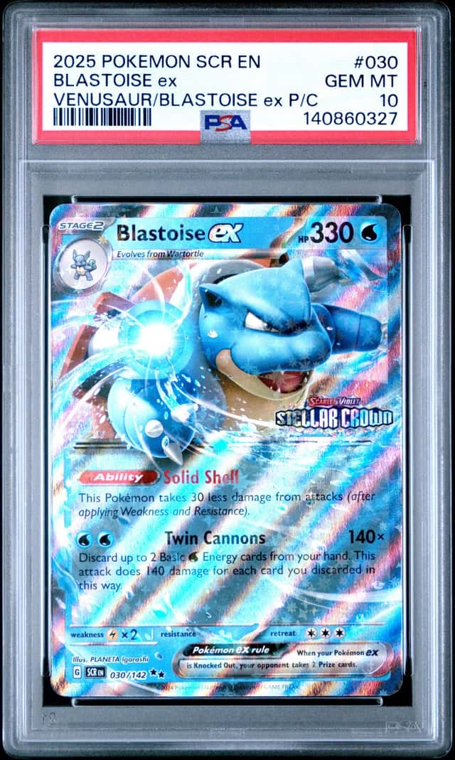 BLASTOISE EX 2025 POKEMON SCR EN 030/142 BLASTOISE EX P/C PSA 10 Q3963-6