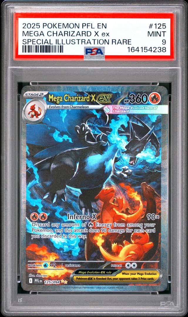 4238 Mega Charizard X ex 2025 Pokemon Phantasmal Flames #125 SIR PSA 9