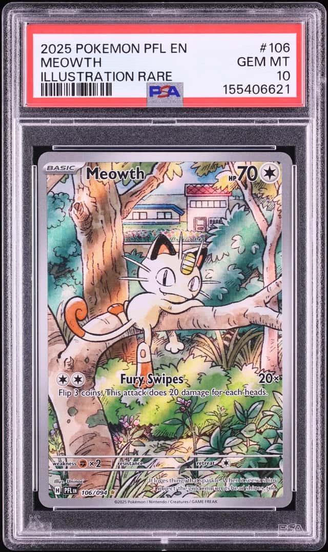 2025 Pokemon Mega Evolution Phantasmal Flames IR Meowth #106 PSA 10 GEM MINT