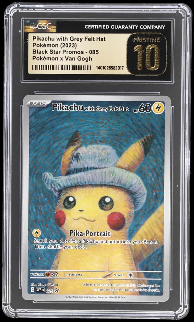 2023 Pokemon Scarlet and Violet Black Star Promo Pokemon X Van Gogh Pikachu With Grey Felt Hat #085