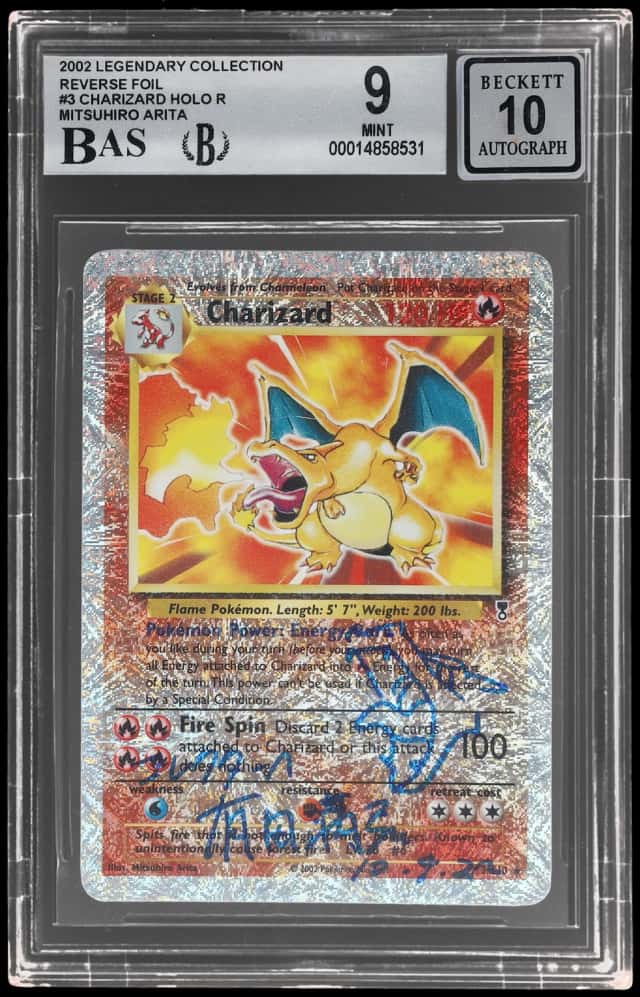 2002 Pokemon Legendary Collection Charizard Reverse Foil Signed Mitsuhiro Arita #3