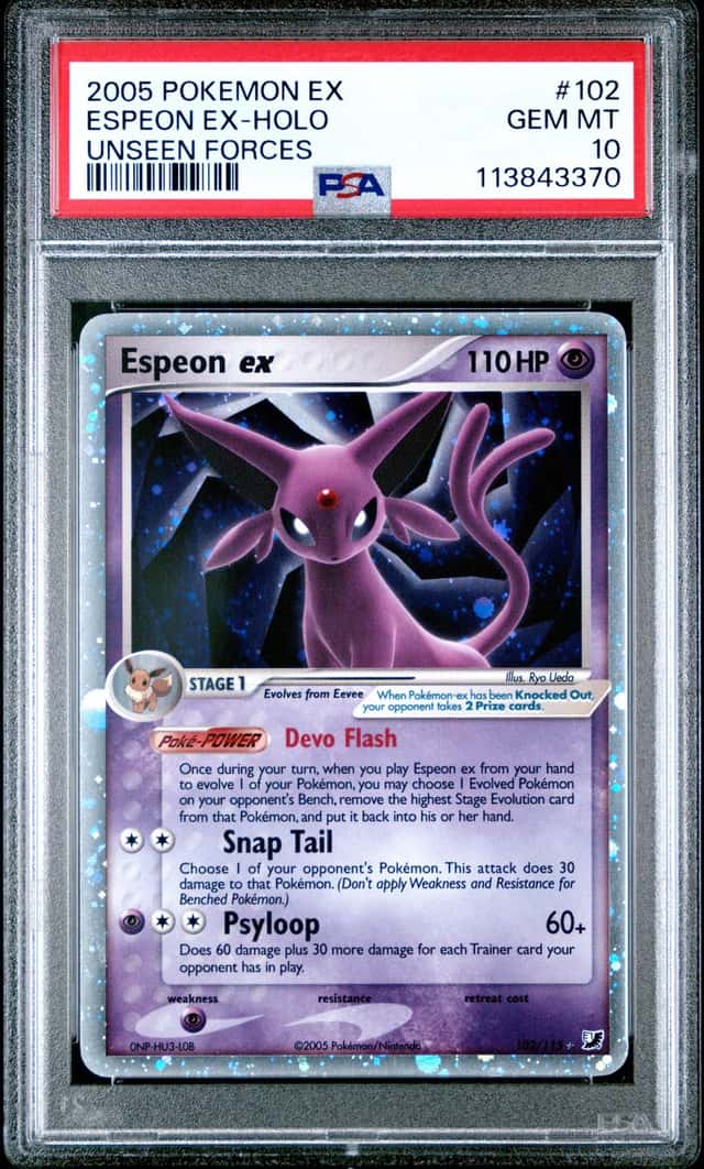 2005 Pokemon Ex Unseen Forces Holo Espeon Ex #102