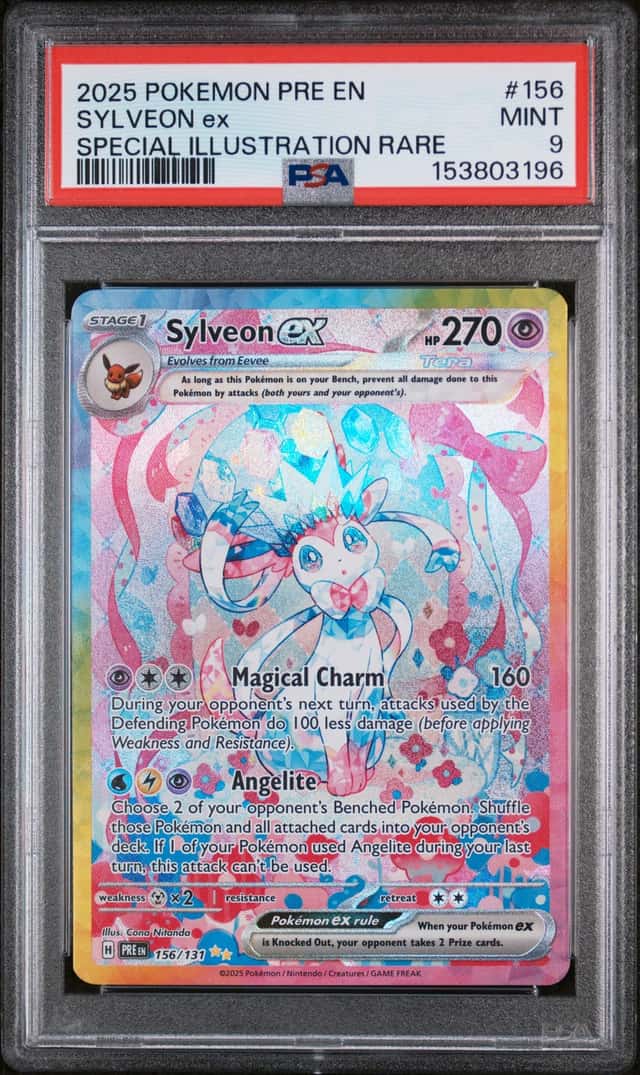 SYLVEON EX 2025 POKEMON PRISMATIC EVOLUTIONS 156/131 SIR PSA 9 Q3963-6