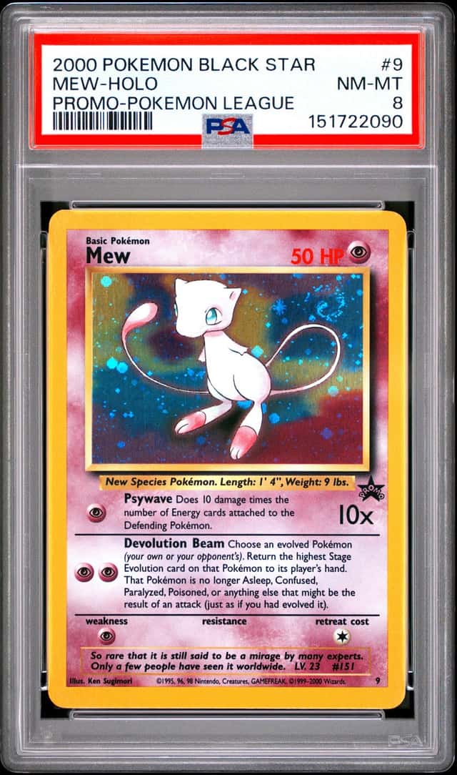 MEW 2000 POKEMON BLACK STAR PROMO #9 POKEMON LEAGUE PSA 8 Q3963-6