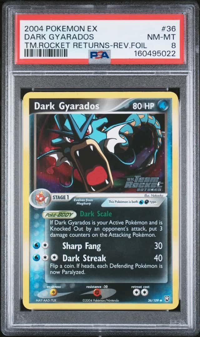 2004 POKEMON EX DARK GYARADOS TEAM ROCKET RETURNS #36 PSA 8