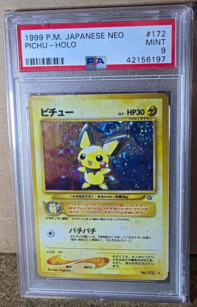 Pokémon 1999 Japanese Neo Pichu Holo Rare #172 1st Ed PSA 9 Cert 42156197