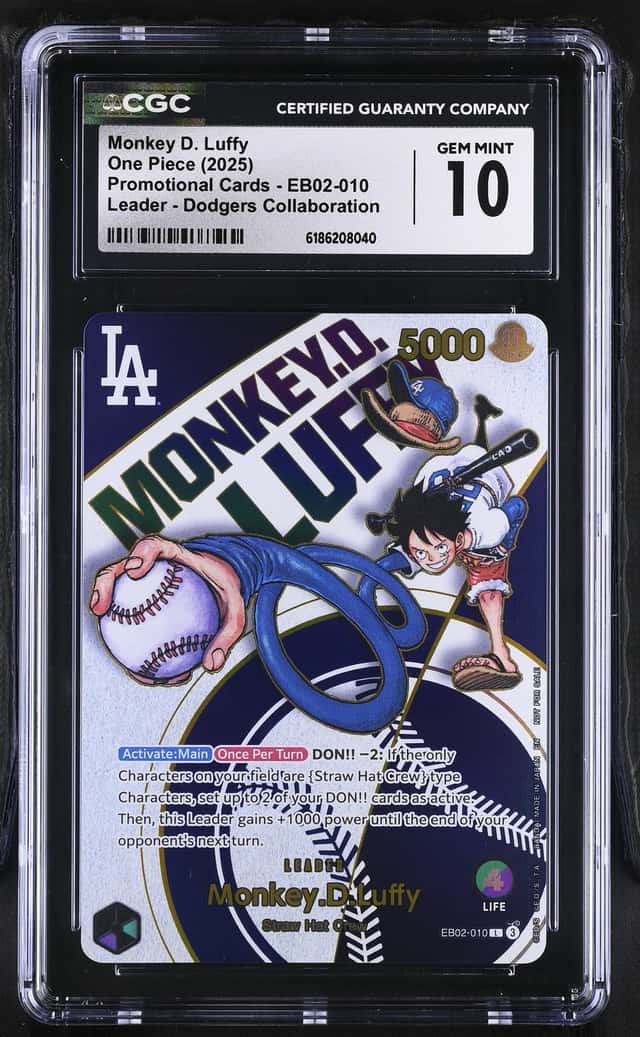 (CGC 10) Monkey D. Luffy Dodger Collaboration Promo EB-02-010 Leader 
