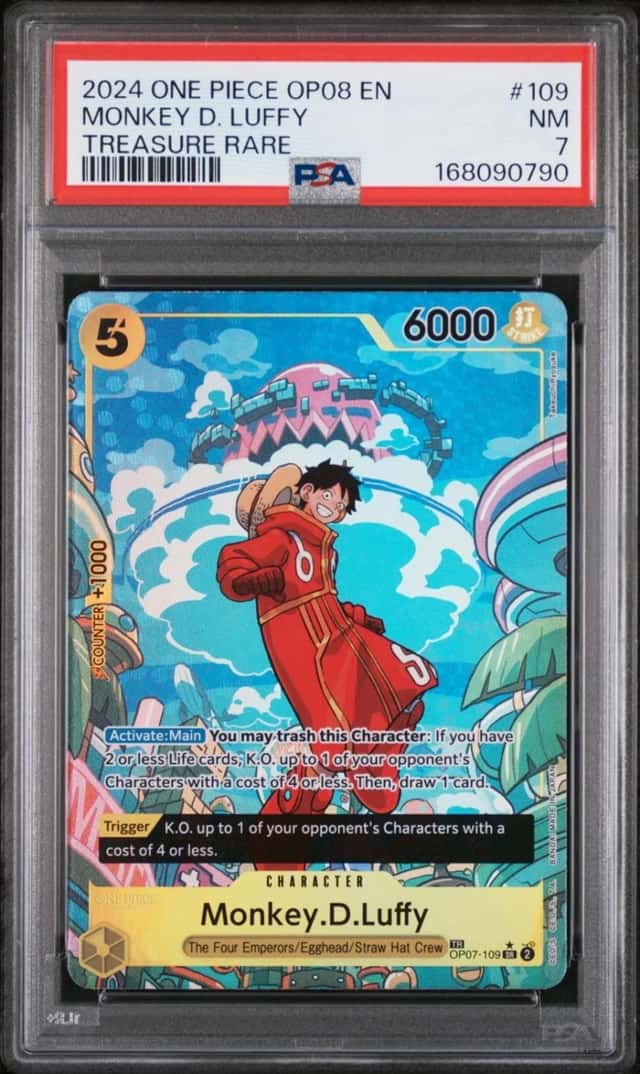 2024 ONE PIECE OP08-TWO LEGENDS TREASURE RARE #109 MONKEY D. LUFFY PSA 7