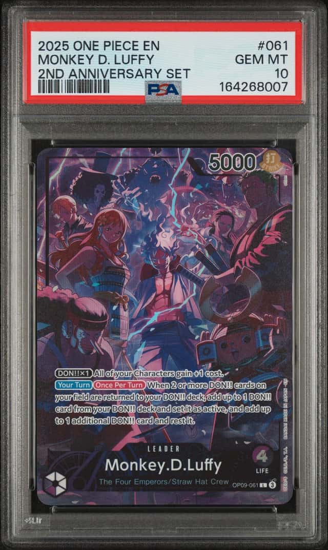 ONE PIECE MONKEY D. LUFFY 2025 ENGLISH 2ND ANNIVERSARY SET #061 PSA 10