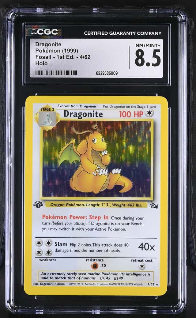 1999 Pokemon Fossil 1st Edition Dragonite #4/62 CGC 8.5