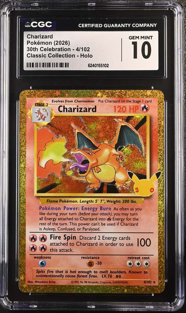 2026 Pokemon 30th Celebration Charizard Classic [ Set] Rare Holo #4/102 CGC 10