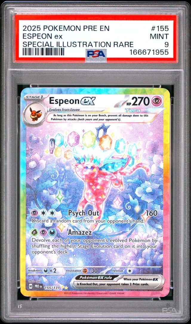 ESPEON EX 2025 POKEMON PRISMATIC EVOLUTIONS 155/131 SIR PSA 9 Q3963-5