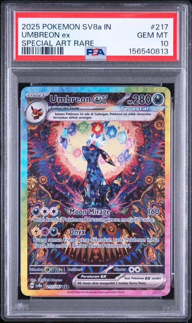 2025 POKEMON UMBREON ex SAR INDONESIAN SV8A I-TERASTAL FEST ex #217 PSA 10