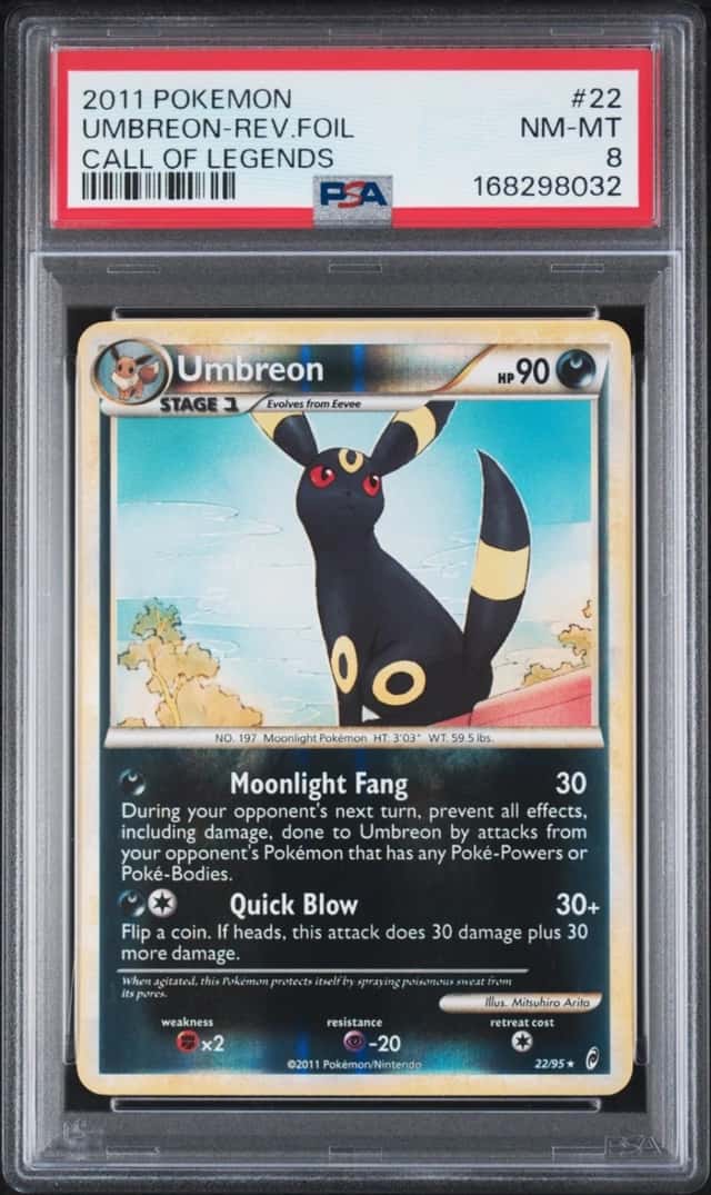 2011 POKEMON UMBREON-REV.FOIL CALL OF LEGENDS #22 PSA 8