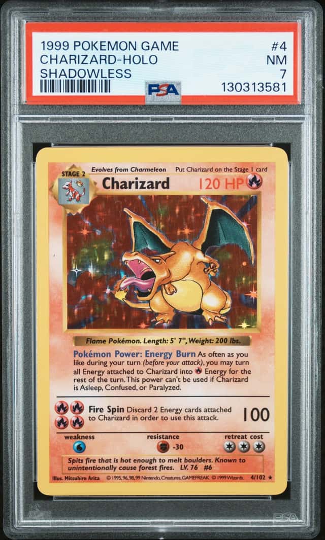1999 Pokemon Shadowless Charizard Holo #4/102 PSA 7